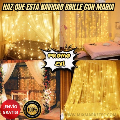 PROMO 2X1!! AuraLuz™ Cortina de Luces LED, Crea un ambiente mágico esta Navidad🎁
