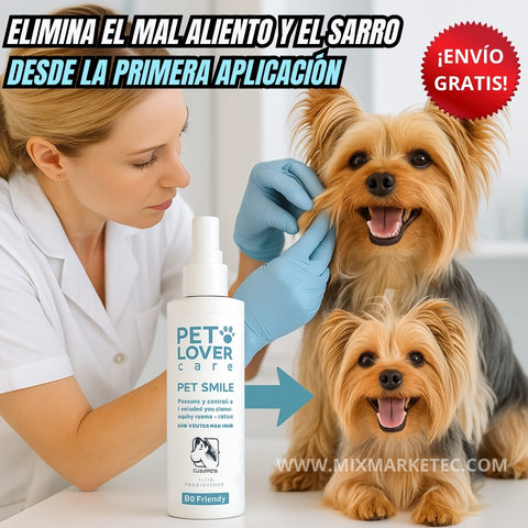 SmilePet™ Spray bioamigable de ultra protección dental y mal aliento en mascotas + PROMO 2X1 🎁