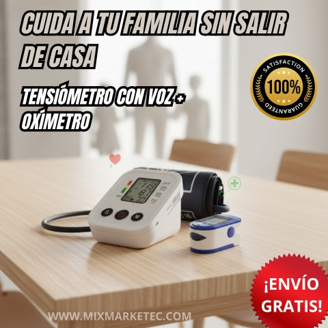 VitalPack™ Tensiómetro con voz y Oxímetro, Mide tu presión y oxígeno al instante🎁